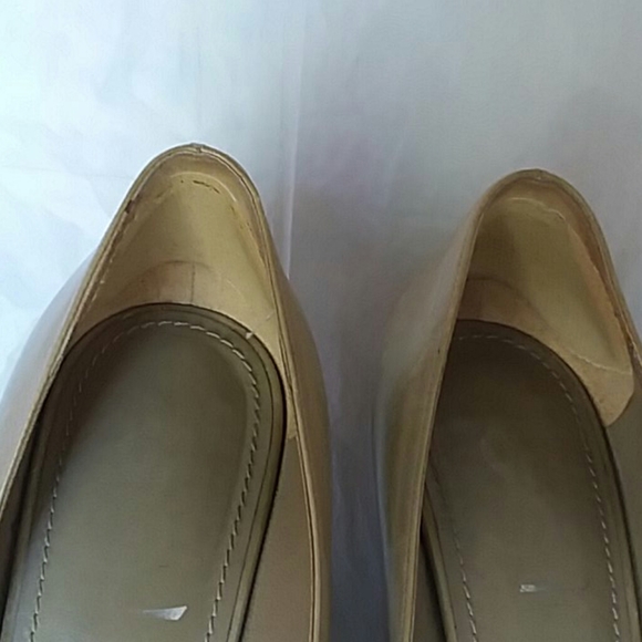 Vtg YSL Platform Pumps 9.5 taupe leather Italy Yves St Laurent Rive Gauche - Picture 9 of 12